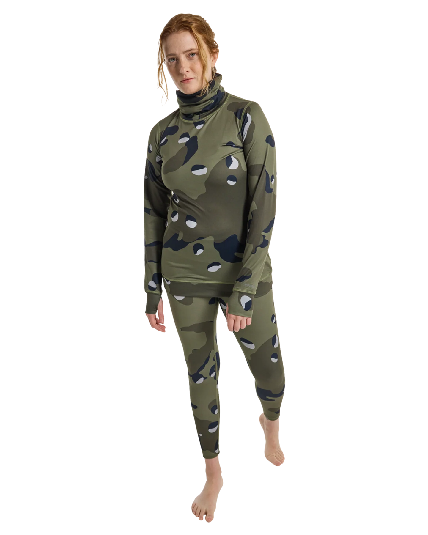 Burton Women's Midweight Base Layer Long Neck Shirt - Forest Moss Cookie Camo - Image 4