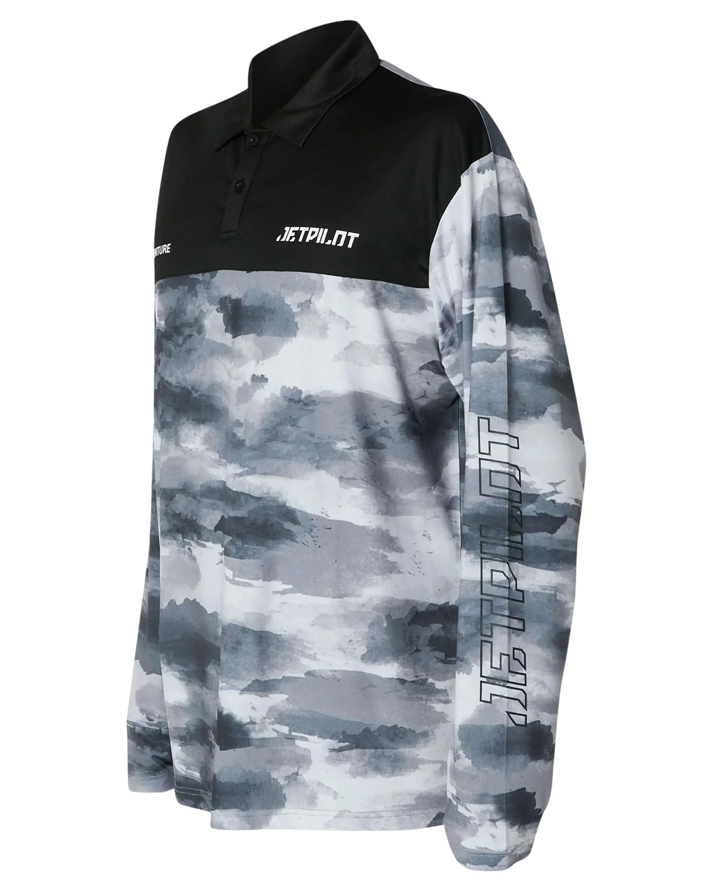 Jetpilot Venture Men's LS Fishing Polo - Green Camo - Image 3